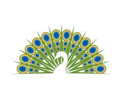 Beautiful peacock spread feather logo vector