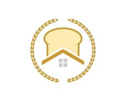 Circular wheat with bread and house inside vector