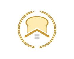 Circular wheat with bread and house inside vector