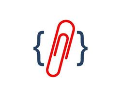 Simple red paper clip and code vector