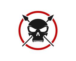 Circle shape with skull and cross spear trident vector