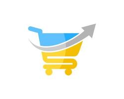 Simple shopping cart with up arrow inside vector