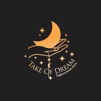 toma de la luna de los sueños hacer en el logotipo de la vida de las estrellas vector