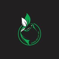 humming bird leaf logo vector