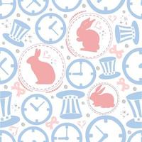 seamless cute rabbit in wonderland theme pattern background vector