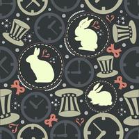 seamless cute rabbit in wonderland theme pattern background vector