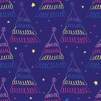 seamless christmas festive pattern background cute colorful neon layers pine tree and little star vector