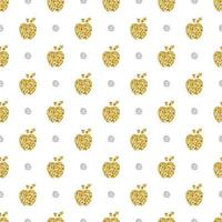 seamless gold glitter apple stamp pattern background vector