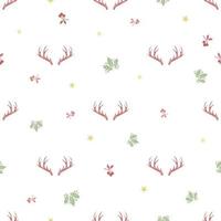 seamless  christmas festive pattern background with glitter elelments and reindeer antler stamp vector