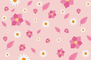 Spring pattern pink background, with bright elegant color looks fresh with blooming leaves and flowers vector