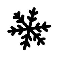 icono de vector de copo de nieve. Doodle dibujado a mano aislado sobre fondo blanco. bosquejo simple de cristal de hielo. elemento festivo para decoración, diseño de tarjetas navideñas, invitaciones, estampados, textiles.