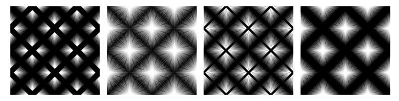 Abstract ornamental line seamless pattern set.  Graphic design print 3d cubes pattern. Checkered ornament with stripy square geometric shapes for fabric, background wrapping paper design.