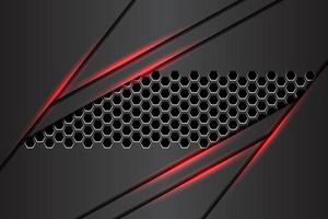 Abstract grey metallic red light with hexagon mesh design modern futuristic technology background vector illustration.