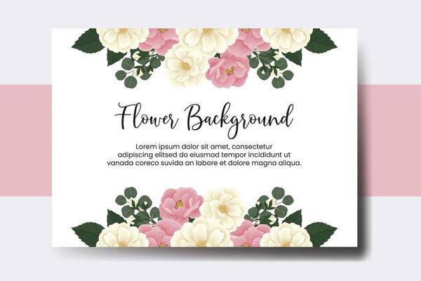 Wedding banner flower background, Digital watercolor hand drawn Pink Mini Rose Flower design Template