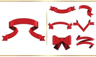 Red glossy ribbon vector banners set. Ribbons collection. Vector Design Illustration