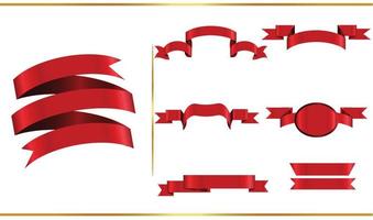 Red glossy ribbon vector banners set. Ribbons collection. Vector Design Illustration