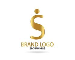 Letter S Linked Monogram in gold Logotype. Vector logo