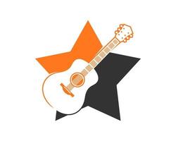 guitarra dentro del logo de la estrella vector