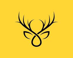Abstract deer antlers in black colors and yellow background vector