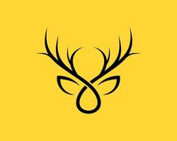 Abstract deer antlers in black colors and yellow background vector