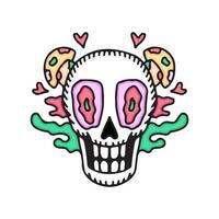 skull with magic mushroom. illustration for t shirt, poster, logo, sticker, or apparel merchandise. vector