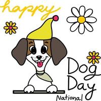 dog day card hand drawn cartoon vector