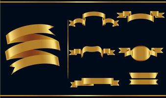 Gold glossy ribbon vector banners set. Ribbons collection. Vector Design Illustration