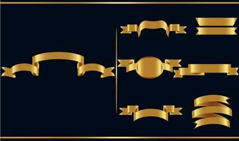 Gold glossy ribbon vector banners set. Ribbons collection. Vector Design Illustration