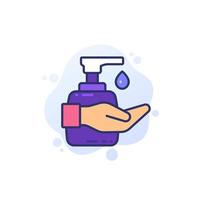 Hand sanitizer, use antiseptic gel icon vector