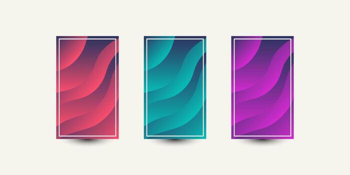 Set abstract waves gradient background template design vector
