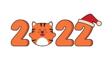 el tigre es el símbolo chino del año nuevo 2022. feliz año nuevo. 2022. diseño de tarjeta, invitación de tarjeta de felicitación con textura de pelo de tigre. banner de año nuevo para felicitaciones. ilustración vectorial. vector