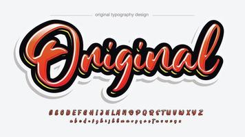 fuente de texto de caligrafía cursiva moderna roja vector