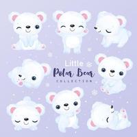 Adorable little polar bear clipart collection vector