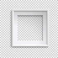 Blank white picture frame, square empty picture frame vector