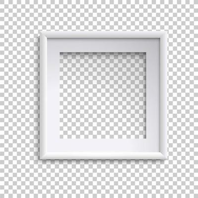 Blank white picture frame, square empty picture frame