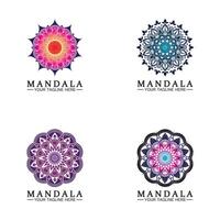 Circle pattern petal Flower Mandala Vector logo template illustration. Colorful template for spiritual retreat or yoga studio,Ornamental business cards,vintage luxury, ornamental decoration