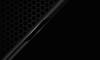 Malla hexagonal metálica negra gris abstracta con diseño de tecnología de espacio en blanco moderno vector de fondo futurista