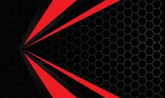 Abstract red black arrow speed direction on grey metallic hexagon mesh technology design modern futuristic background vector