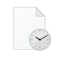 Archivo de documento informático con icono de reloj aislado sobre fondo blanco. vector