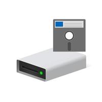 disquete volumétrico y unidad de disco para computadora personal vector