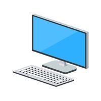 Volumetric personal computer or system unit with monitor and keyboard vector