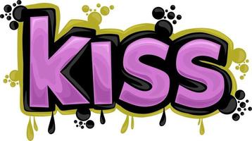 KISS writing graffiti design on a white background vector