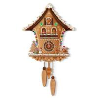 christmas gingerbread cuckoo clock with candies and cookies vector