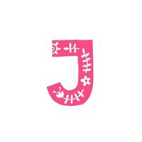 Pink letter with ornament. Applique for clothes. Logo for the company. vector