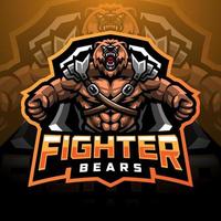 logotipo de la mascota de bear fighter esport vector
