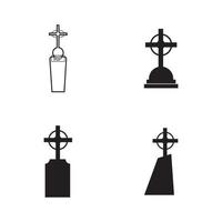 Plantilla de diseño de ilustración de vector de icono de cementerio cristiano