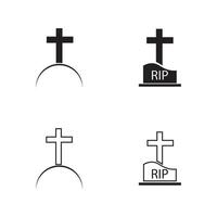 Plantilla de diseño de ilustración de vector de icono de cementerio cristiano