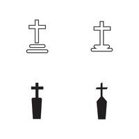 Plantilla de diseño de ilustración de vector de icono de cementerio cristiano