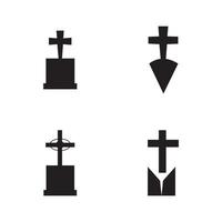 Plantilla de diseño de ilustración de vector de icono de cementerio cristiano