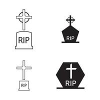 Plantilla de diseño de ilustración de vector de icono de cementerio cristiano